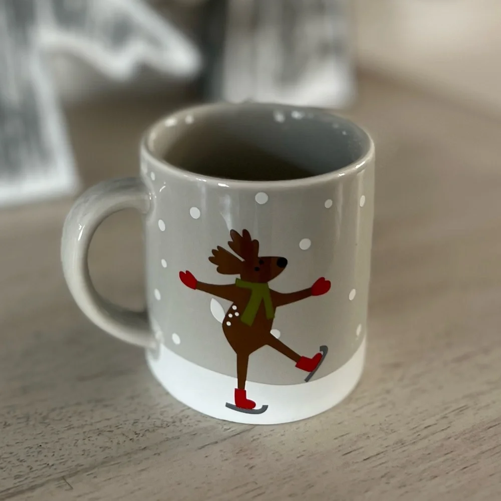 Crate & Barrel Christmas Joan Anderson Skating Reindeer 6 oz